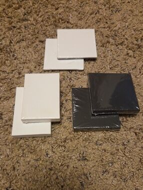 Unbranded Black and White Mini Canvas Pack - Set of 6